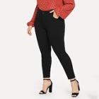 Shein Plus Button Front Solid Jeans