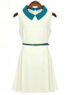 Rosewe Cute Peter Pan Collar Sleeveless White Dress For Girls