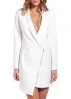 Rosewe Charming Long Sleeve Zipper Closure Solid White Coat