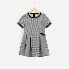 Shein Girls Zip Back Houndstooth Dress