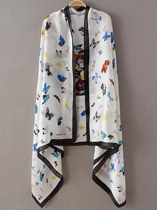 Shein White Printed Asymmetric Scarf