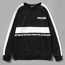 Shein Men Letter Print Tape Side Sweatshirt