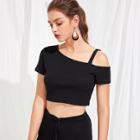 Shein Open Shoulder Solid Crop Top