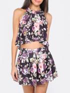 Shein Multicolor Print Crop Top With Shorts