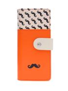 Shein Orange Smooth Pu Leather Mustache Wallet