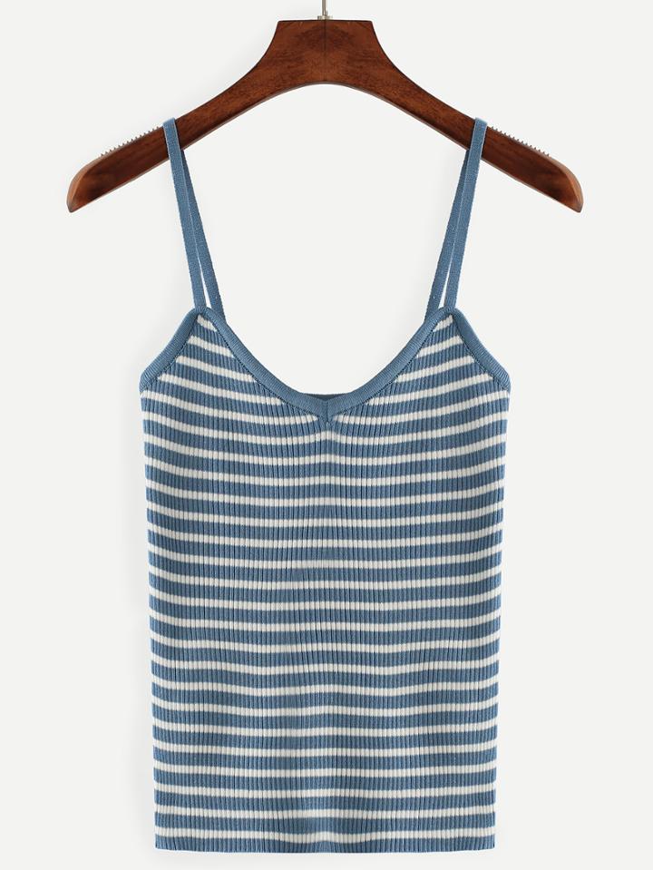 Shein Spaghetti Strap Striped Ribbed Cami Top