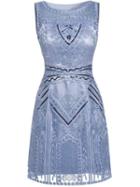 Shein Blue Sequined Embroidered Shift Dress