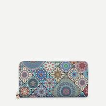 Shein Flower Pattern Zipper Around Purse