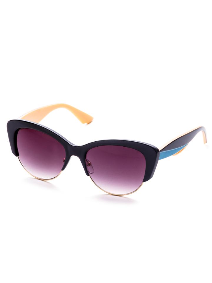 Shein Purple Lens Open Chunky Frame Blue Arm Sunglasses