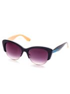 Shein Purple Lens Open Chunky Frame Blue Arm Sunglasses