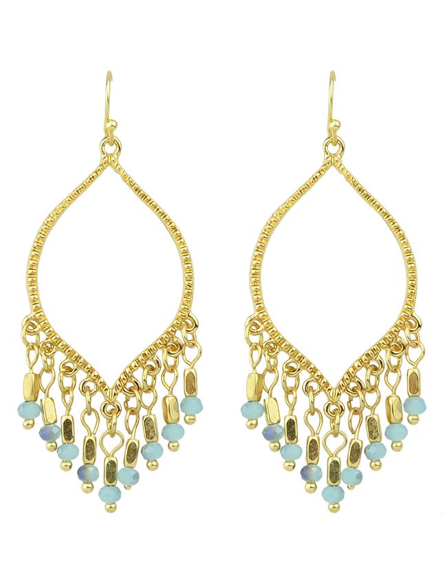 Shein Gold Plated Hanging Beads Chandelier Earrings