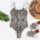 Shein Ruffle Random Snakeskin Swimsuit