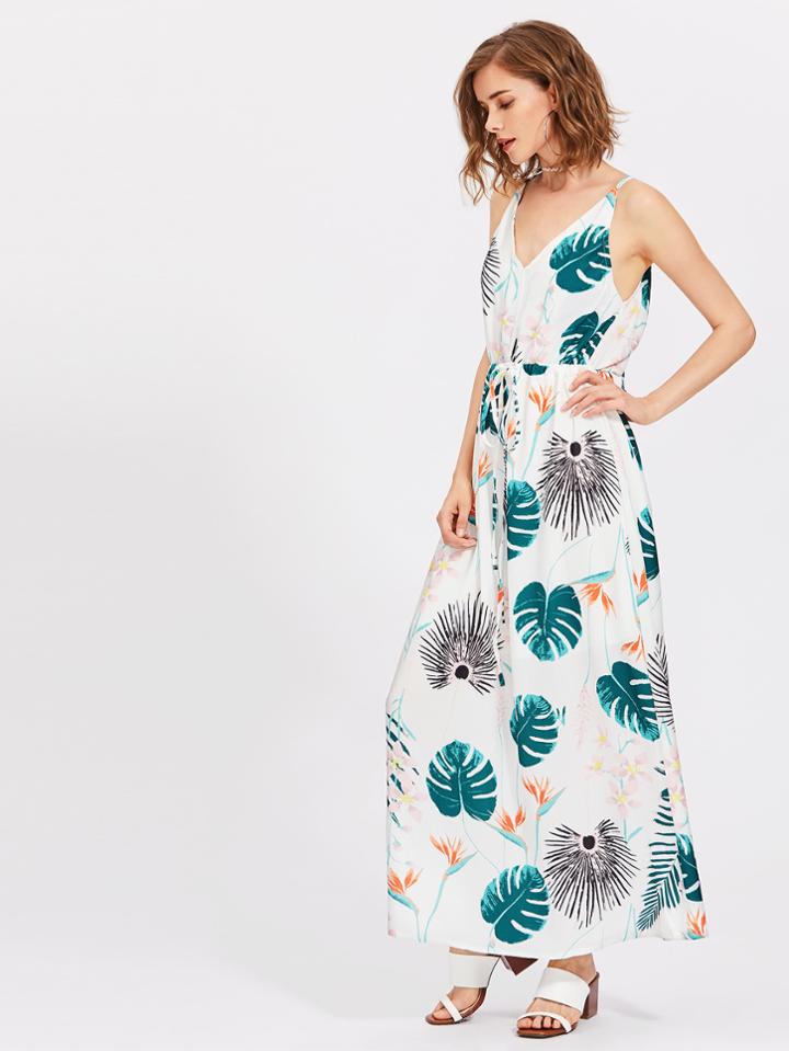 Shein All Over Botanical Print Cami Dress