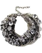 Shein Black White Diamond Silver Multilayers Bracelet