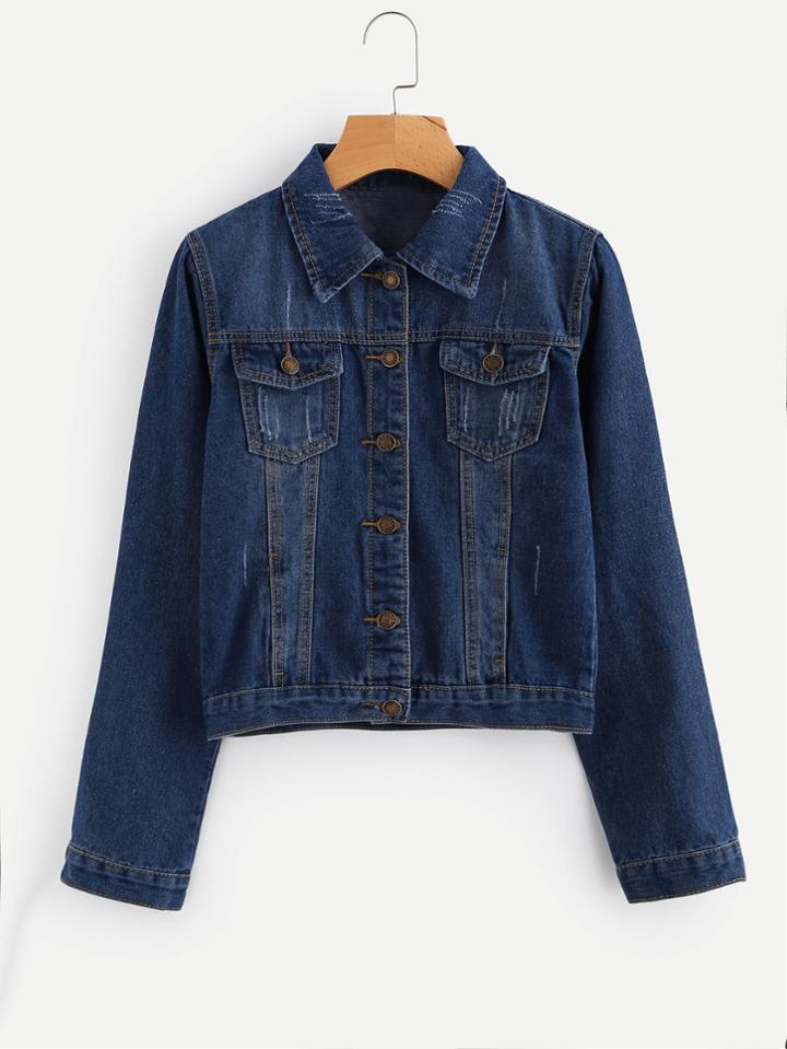 Shein Ripped Trucker Denim Jacket