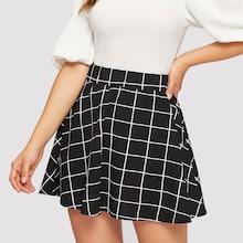 Shein Elastic Waist Grid Textured Skirt