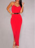 Rosewe Open Back Red Maxi Wrap Dress
