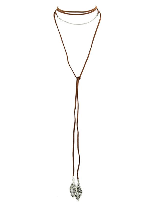 Shein Brown Best Seller Multilayers Suede Long Chain Choker Necklace
