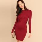 Shein Mock-neck Cross Wrap Front Bodycon Dress