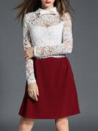 Shein White Bowknot Sheer Lace Combo Dress