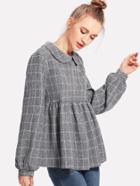 Shein Peter Pan Collar Lantern Sleeve Smock Top