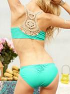Shein Halter Hollow Back Green Bikini Set