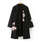 Shein Shawl Collar Embroidered Flower Kimono