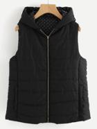 Shein Zip Up Pocket Side Hooded Vest Coat