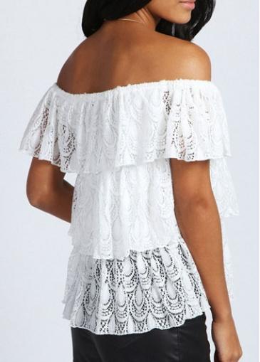 Rosewe Chic Short Sleeve Boat Neck White T Shirt