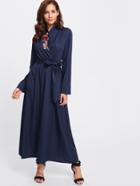 Shein Applique Detail Surplice Front Belted Hijab Long Dress