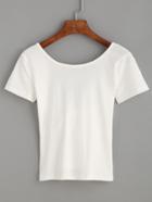 Shein White Tied V Back T-shirt