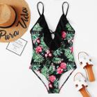 Shein V-plunge Floral Swimsuit