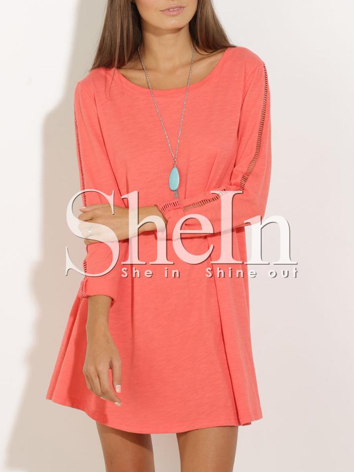 Shein Orange Long Sleeve Casual Dress