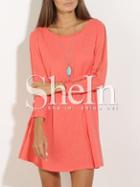 Shein Orange Long Sleeve Casual Dress