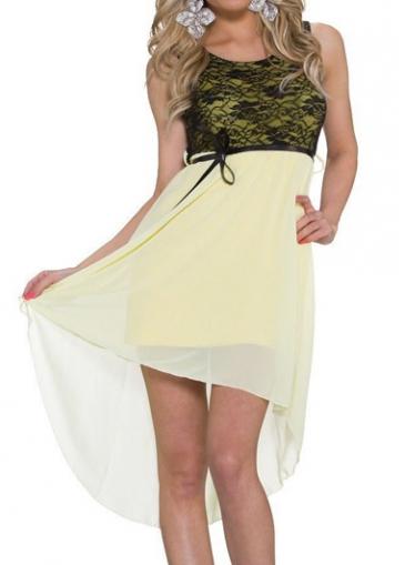 Rosewe Lace Panel Chiffon High Low Dress