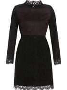 Shein Black Collar Long Sleeve Lace Dress