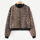 Shein Leopard Print Contrast Trim Suede Jacket