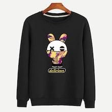 Shein Men Letter And Cartoon Print Sweatshirt