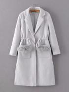 Shein Side Slit Faux Fur Detail Drawstring Coat