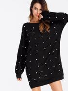 Shein Faux Pearl Drop Shoulder Dress
