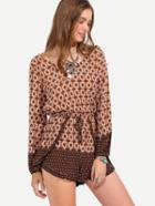 Shein Multicolor Print Boho Long Sleeve Jumpsuit