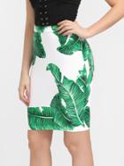 Shein Palm Leaf Print Elastic Waist Skirt