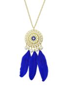 Shein Long Blue Feather Necklace
