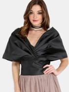 Shein Shoulder Shawl Ribbon Crop Top Black