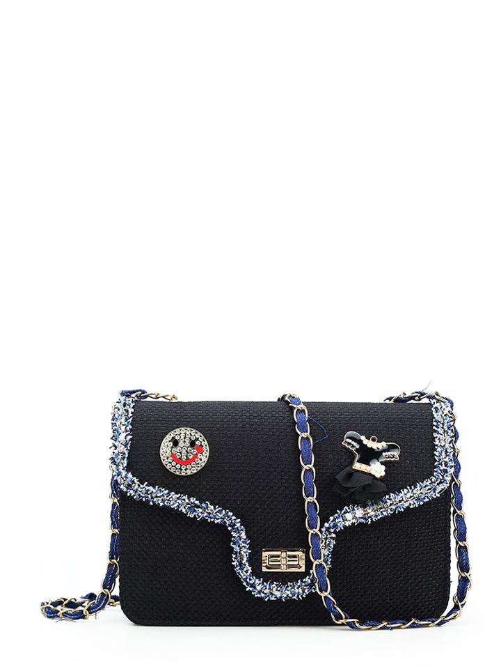 Shein Contrast Trim Patch Detail Chain Bag