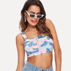 Shein Zip Up Crop Camo Top