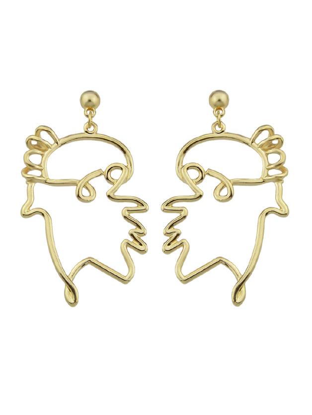 Shein Gold Geometric Drop Statement Earrings For Women