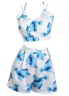 Rosewe Spaghetti Strap Printed Crop Top And Short Set