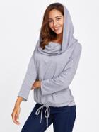 Shein Drawstring Hem Two Way Hoodie