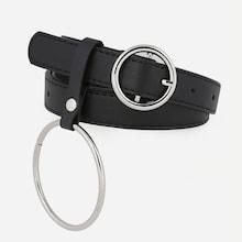 Shein Round Buckle Belt With Ring Pendant